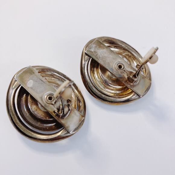 Vintage Silver-Toned Rhinestone Clip-On Earrings, Mid-Century 50s 60s - Picture 5 of 5